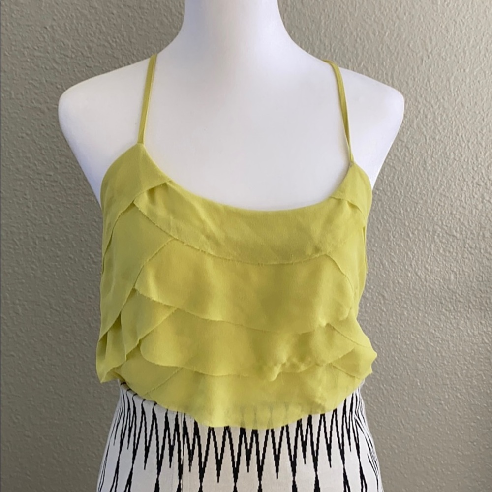 Green ruffle shirt with buttons on back